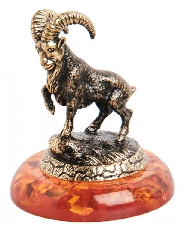 Фигурка Знак зодиака - Козерог (латунь, янтарь)
