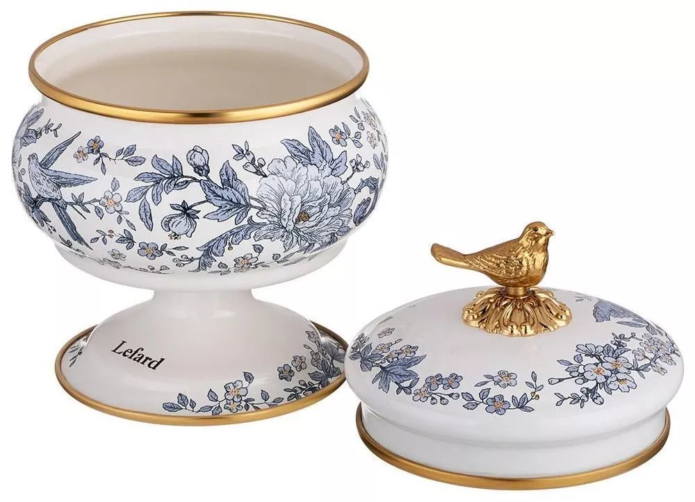 Сахарница эмалированная на ножке Royal Garden blue