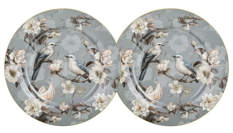Набор из 2 тарелок закусочных Bohemian Birds на темном
