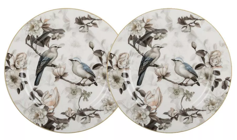 Набор из 2 тарелок закусочных Bohemian Birds на белом