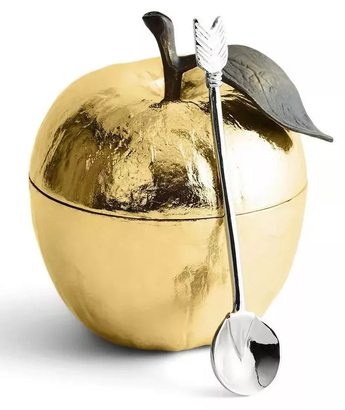 Банка для меда с ложкой Michael Aram Apple золото