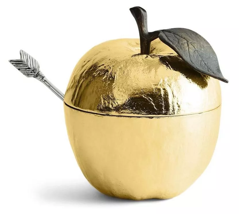 Банка для меда с ложкой Michael Aram Apple золото