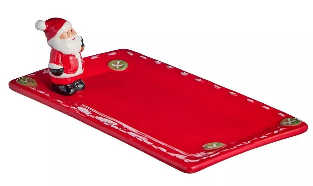 Блюдо сервировочное прямоугольное Christmas Gift Санта красное