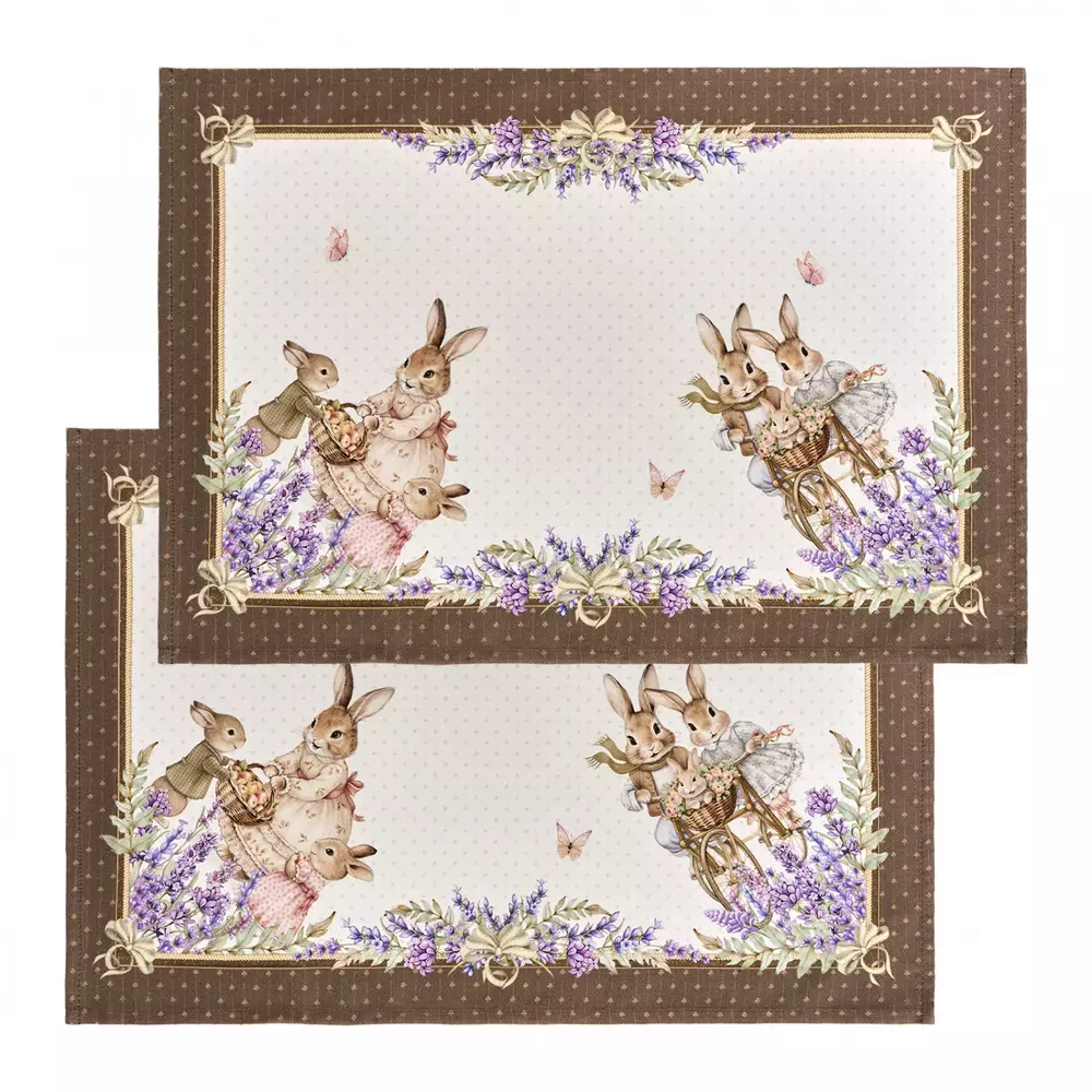Набор из 2 полотенец Rabbit Family Лаванда коричневый хлопок