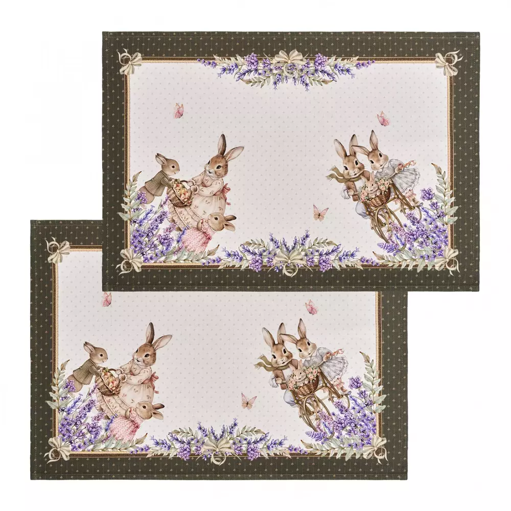 Набор из 2 полотенец Rabbit Family Лаванда зеленый хлопок